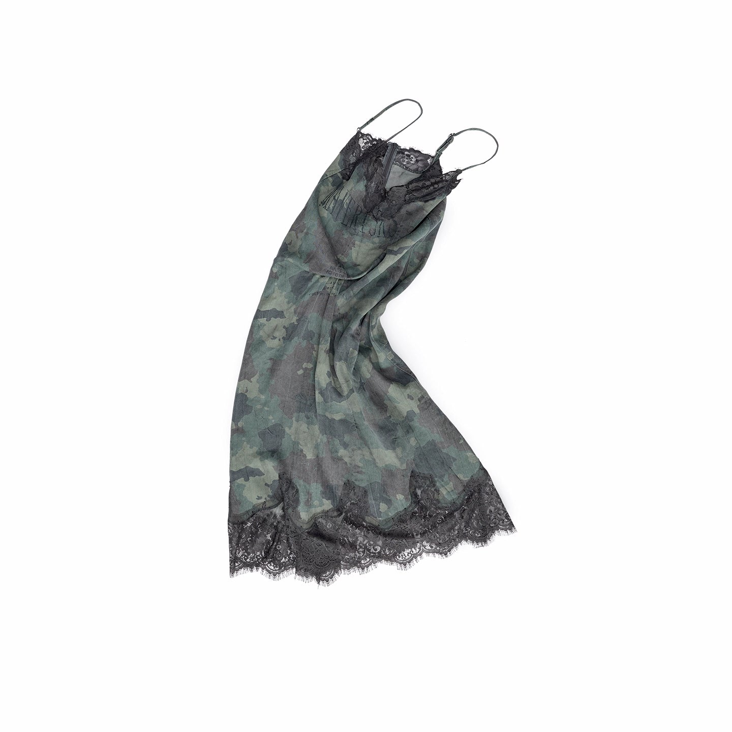 Camouflage Lace-Trim Printed Slip Dress