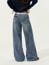 Lace Printed Wide-Leg Jeans - CHINASQUAD
