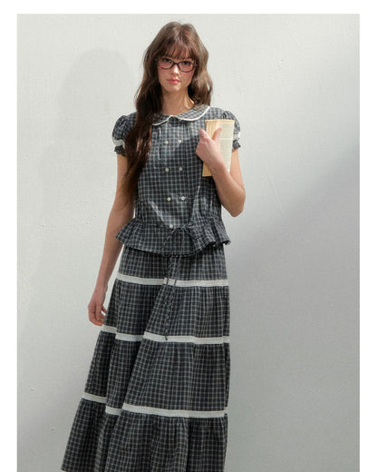 Vintage Plaid Floral Girl Two-Piece Set