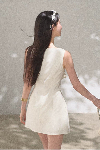 Lyocell Wool Off-Shoulder Sculpted Waist Dress