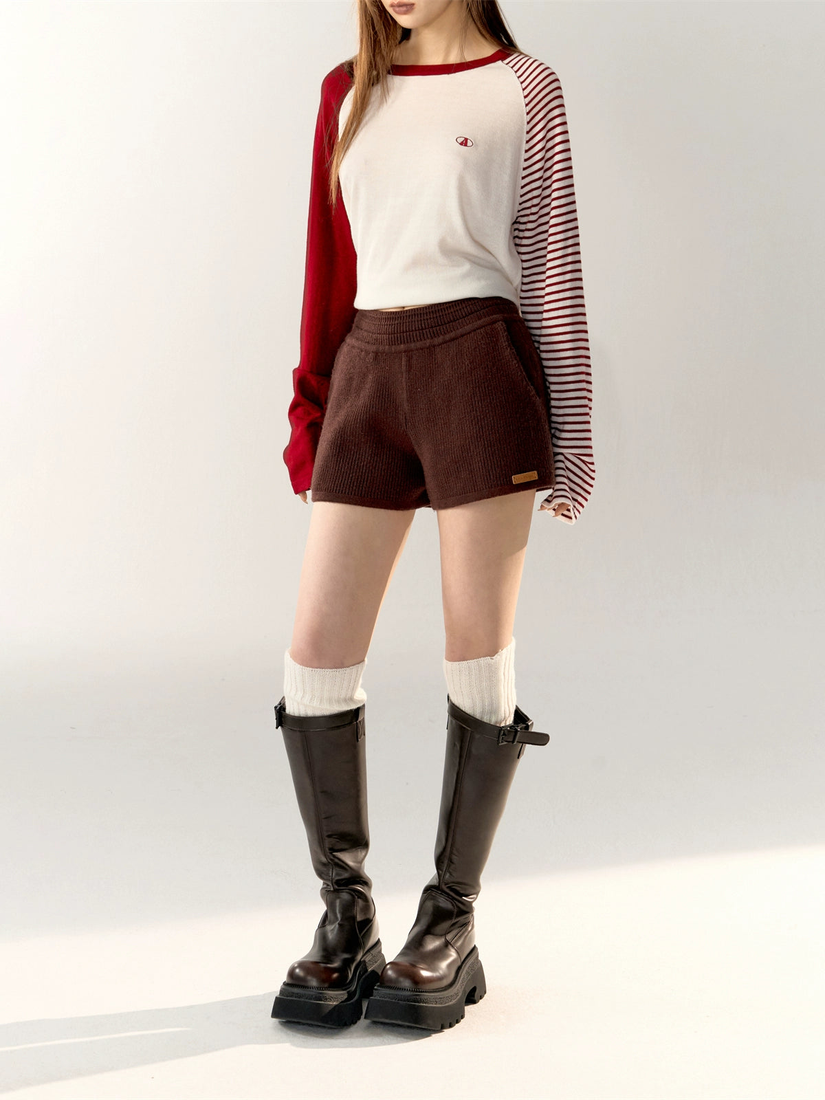 A-Line High-Waist Knit Shorts