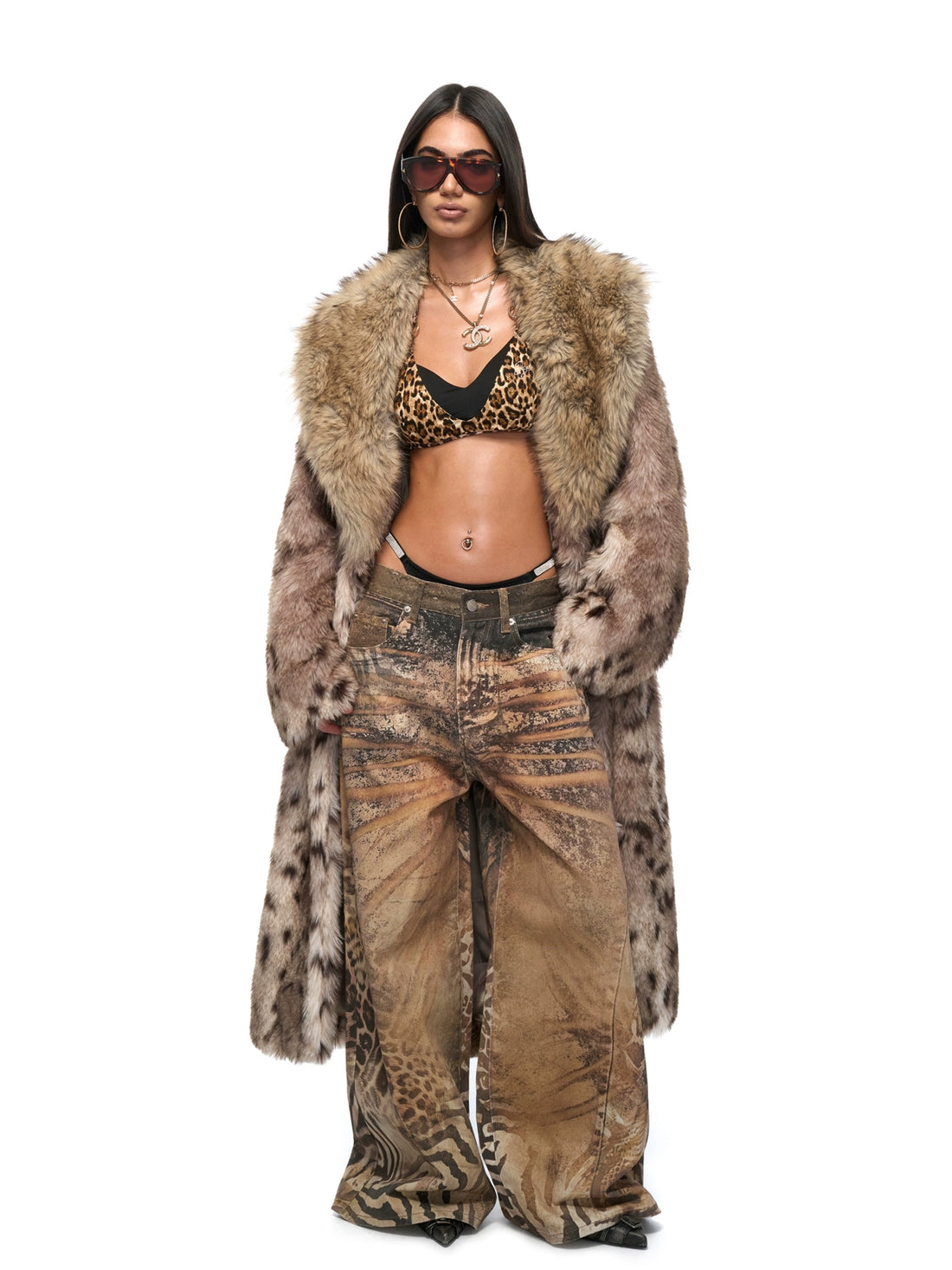 Leopard-Print Eco-Fur Coat