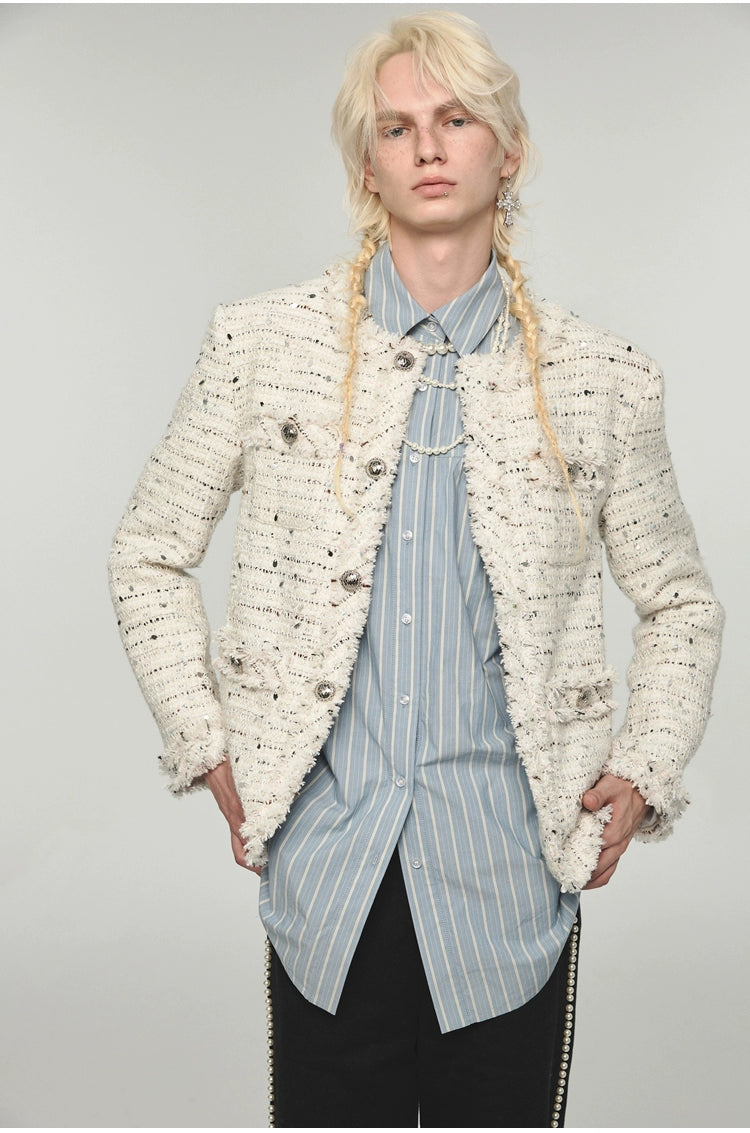 White Tweed Jacket &amp; Shorts Set - CHINASQUAD