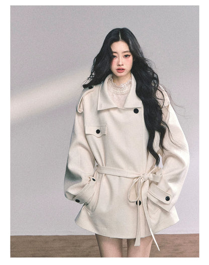 French British-Style Relaxed Wool Coat