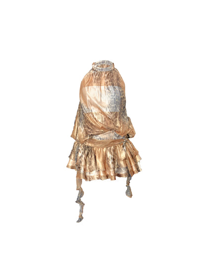 Leopard Print Halter Backless Mini Dress