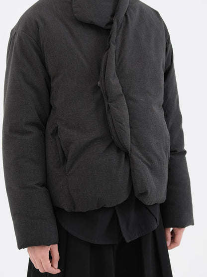 Deep Gray Multi-Collar Down Jacket