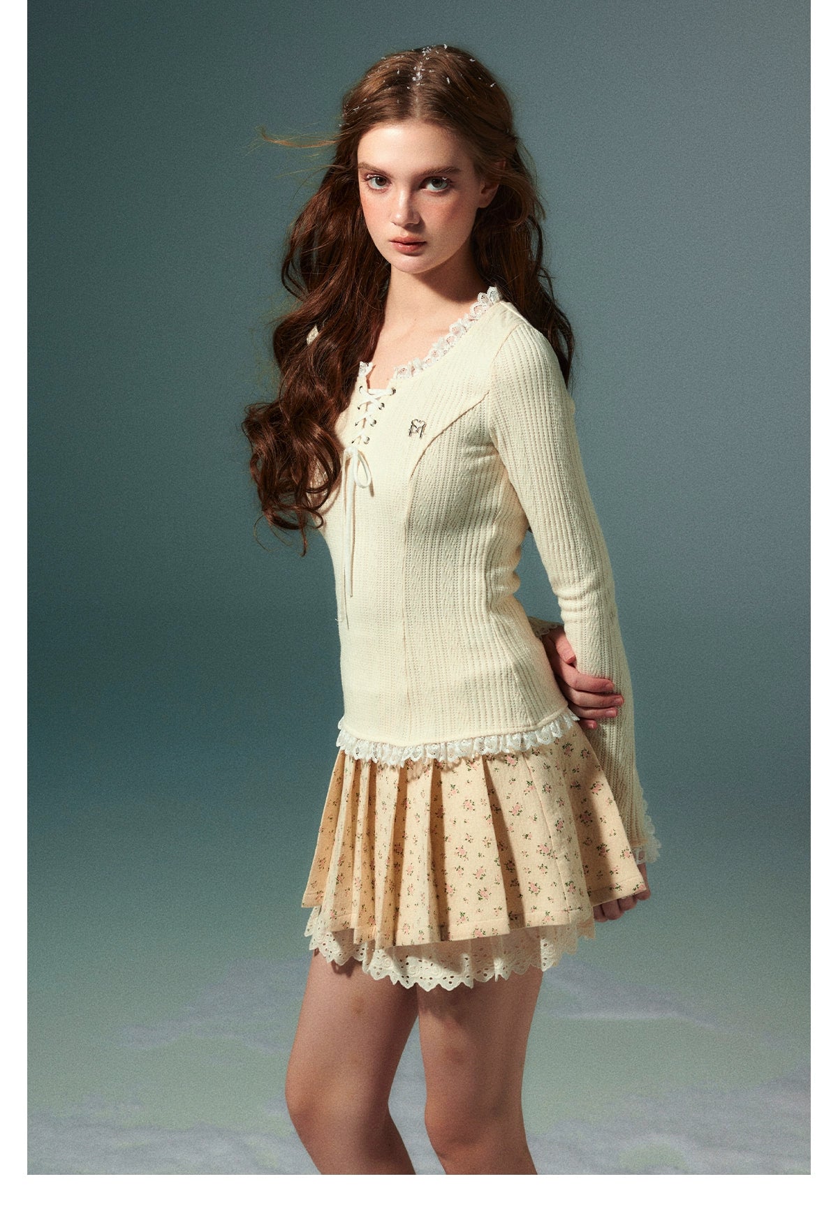 Lace Knit Long Sleeve Sweater - CHINASQUAD