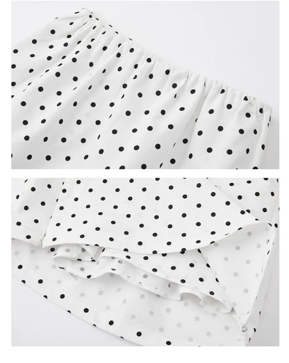 Classic Linen-Blend Polka Dot A-Line Mini Skirt