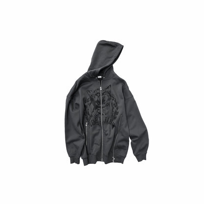 Cat Print Double-Zip Convertible Hoodie
