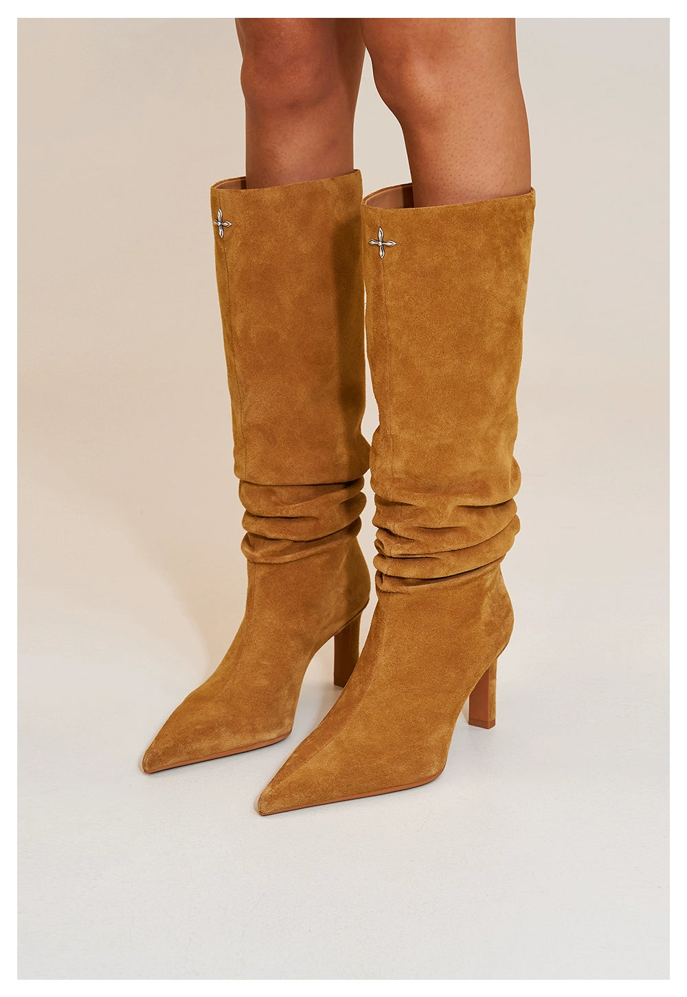 RAGE Wildstorm Suede Stacked Leather High-Heel Boots