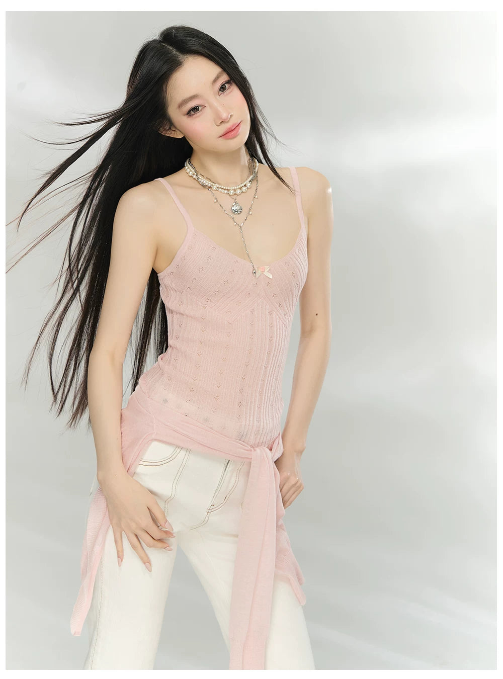 Knit Cardigan &amp; Camisole Two-Piece Set