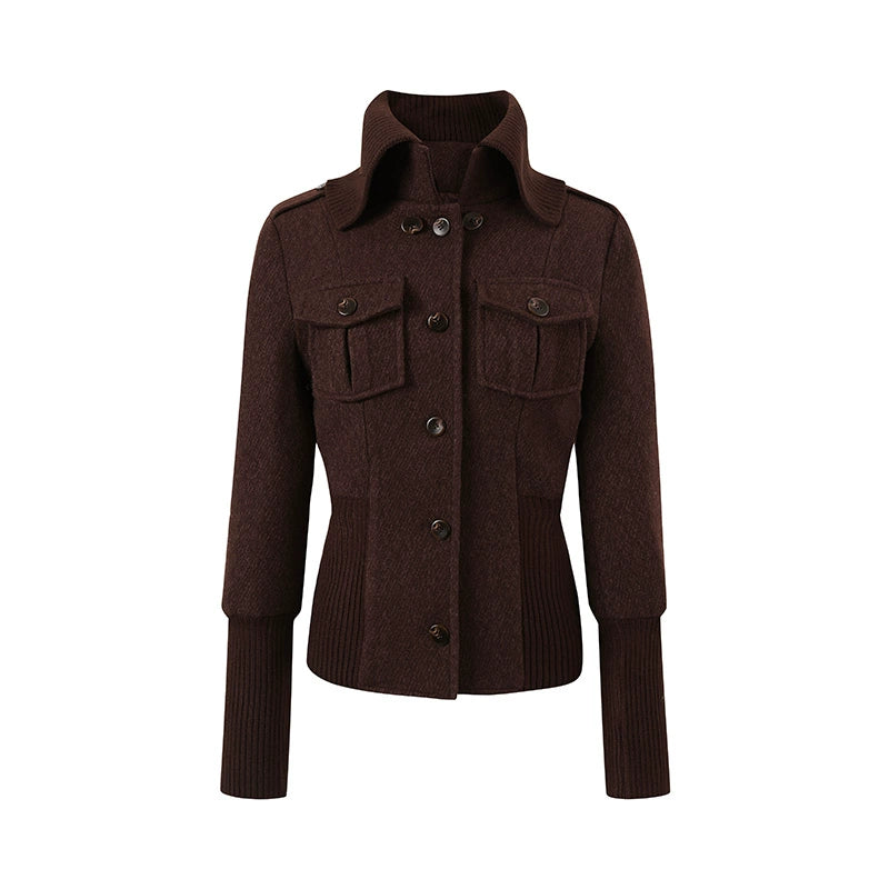 Vintage Cinched-Waist Double-Way Wool Jacket