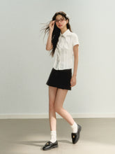 White Cinched Waist Short-Sleeve Shirt - CHINASQUAD