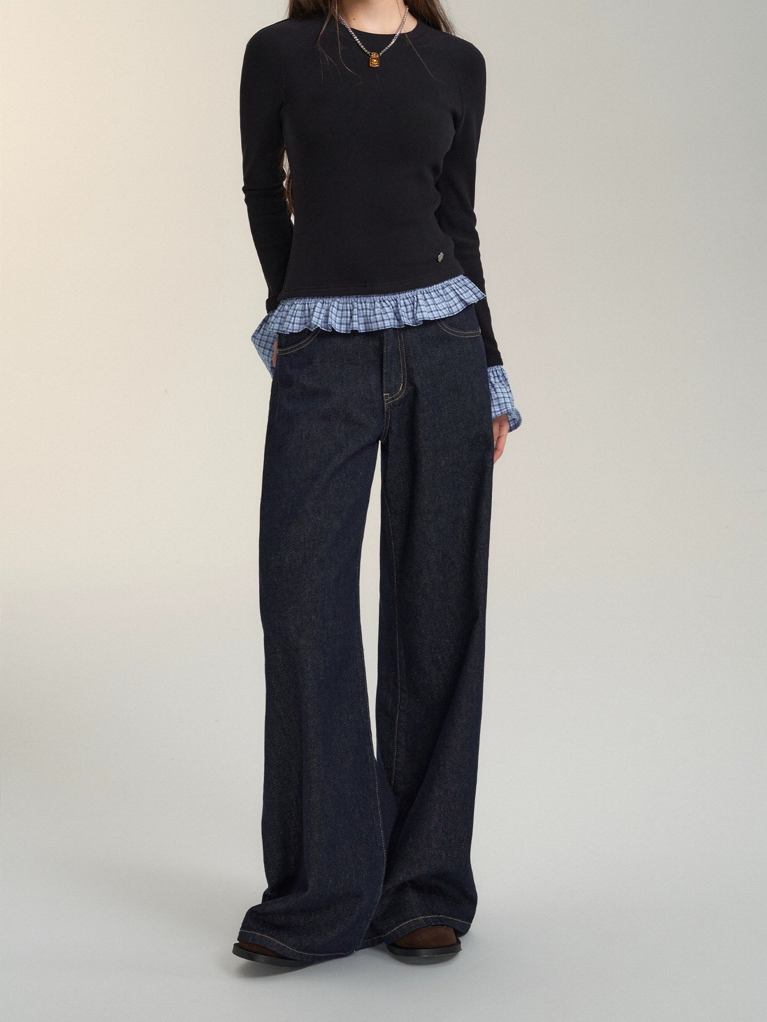 Raw Deep Blue Pleated Jeans