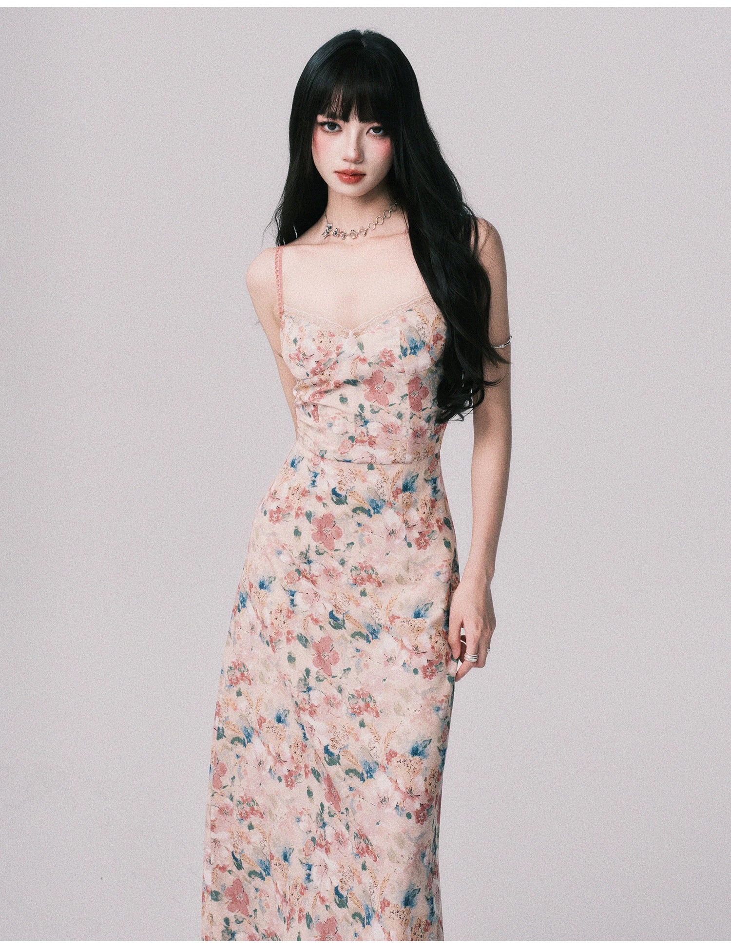 Floral French Vacation Slip Maxi Dress