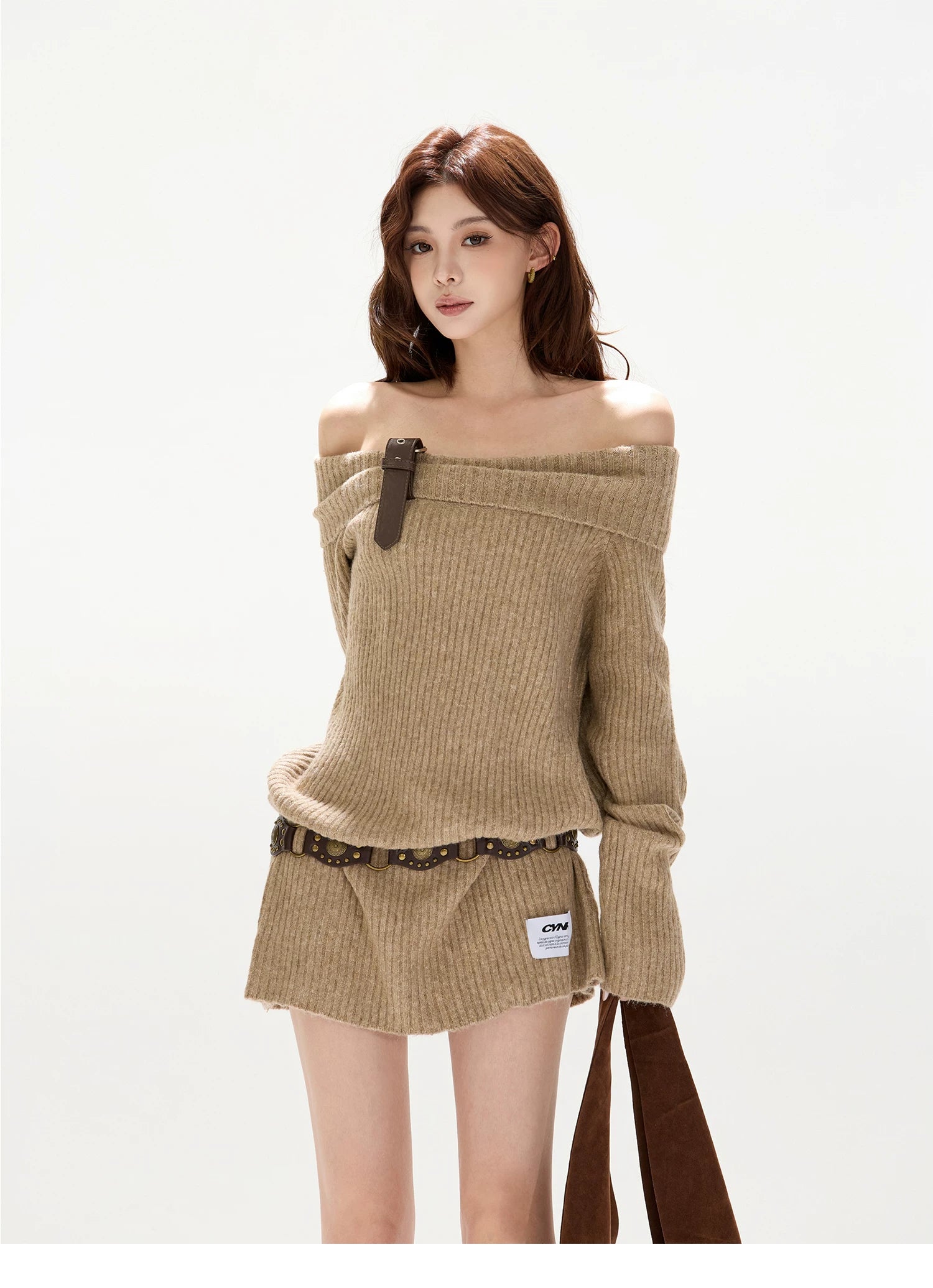 Off-Shoulder Wool-Blend Sweater Dress