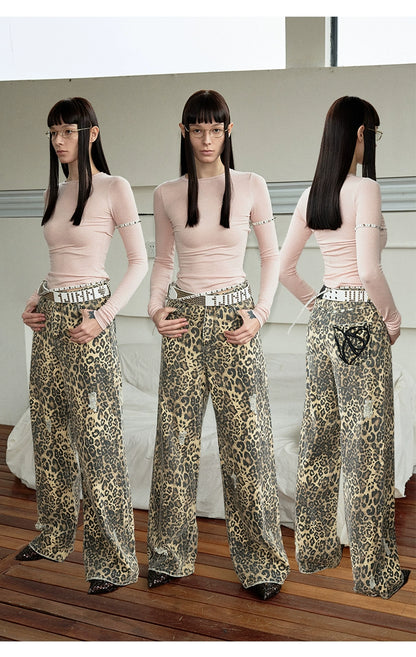 Leopard Print Straight-Leg Pants - CHINASQUAD