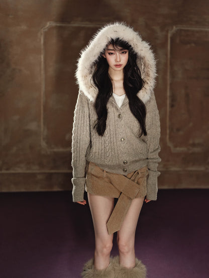 Corduroy Low-Rise Wide Belt Mini Skirt