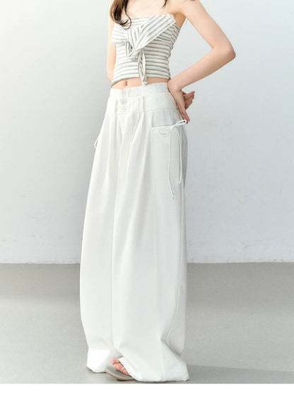 Lyocell Cotton Double-Waist Wide-Leg Pants