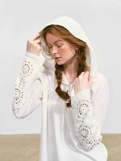 White Lace Hooded Cooling T-shirt