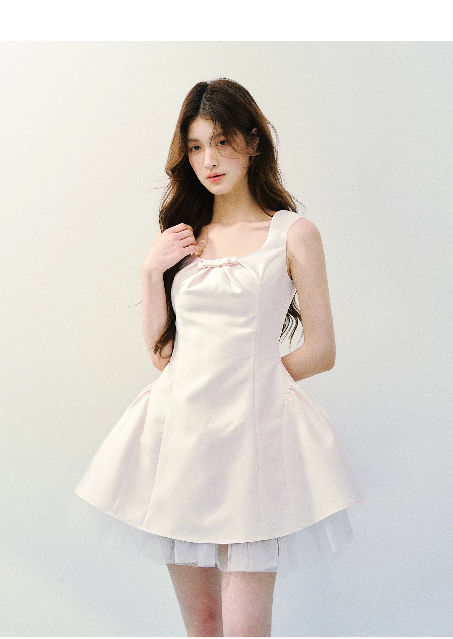 Blush Satin Princess Bubble Hem Dress