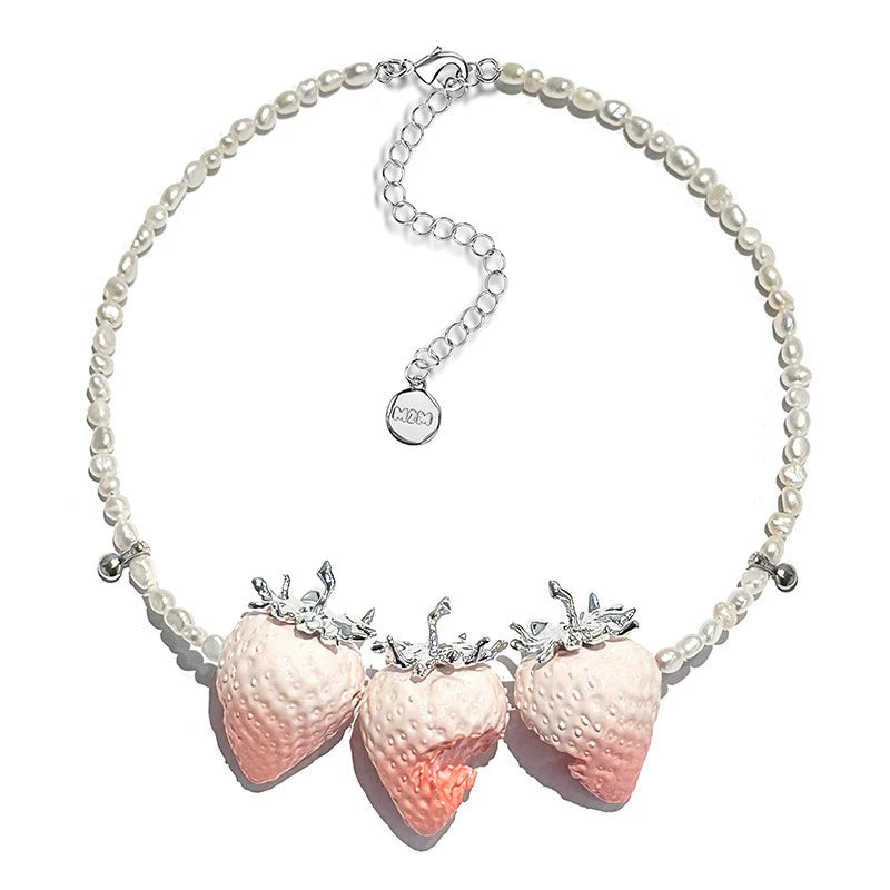 Strawberry Natural Baroque Pearl Necklace