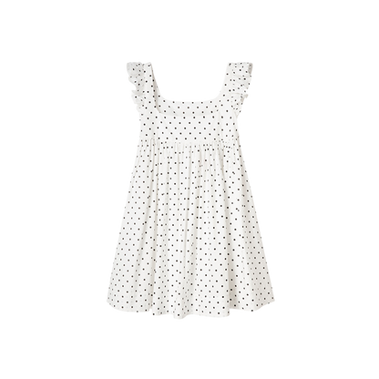 White Polka Dot Flutter Sleeve Dress