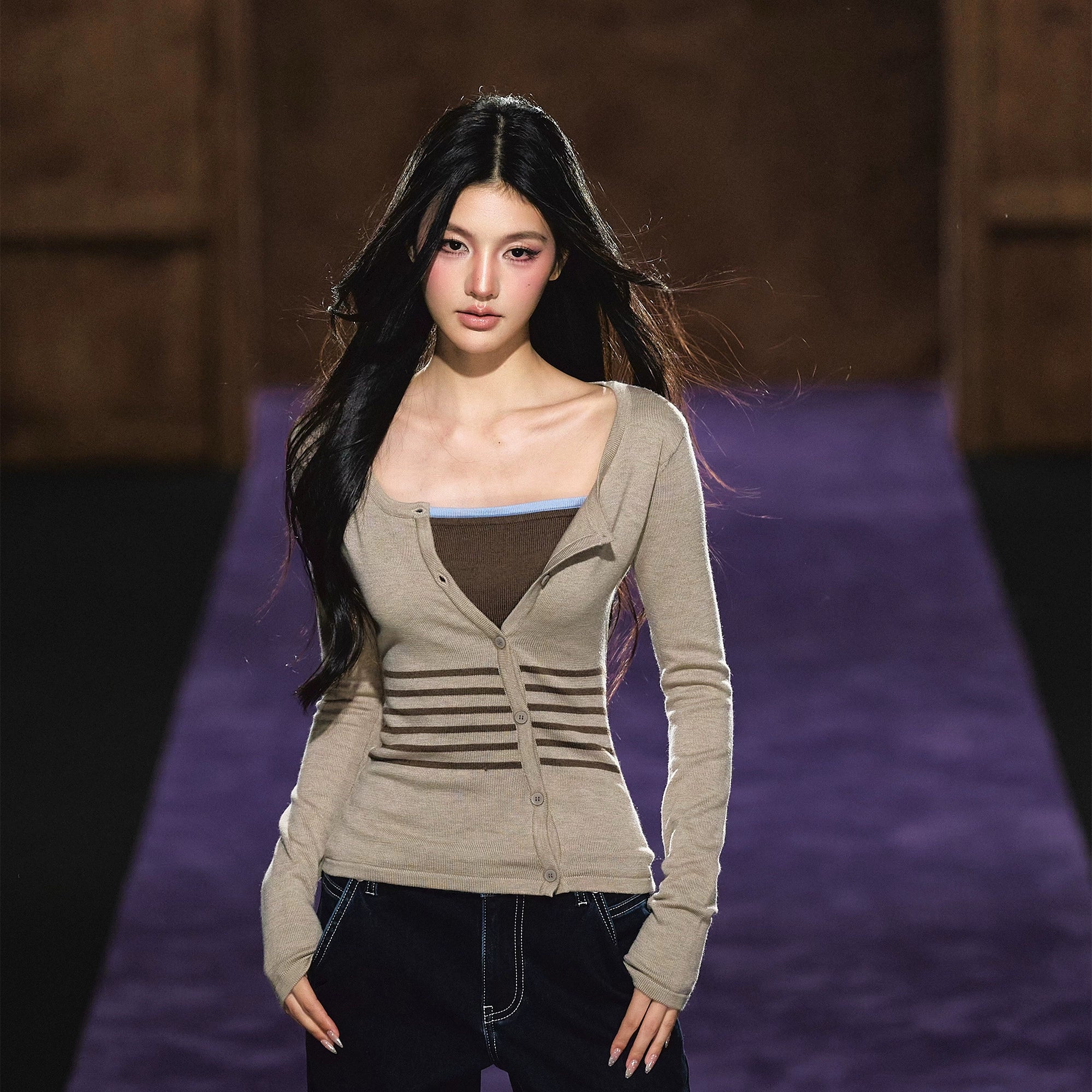 Soft Touch Two-in-One Knit Base Cardigan