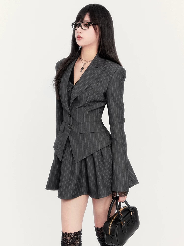 Stripe Tailored Two-Piece Dress Set