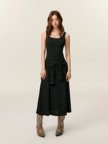 Dropped Shoulder Floral Knit Dress &amp; Cardigan Set
