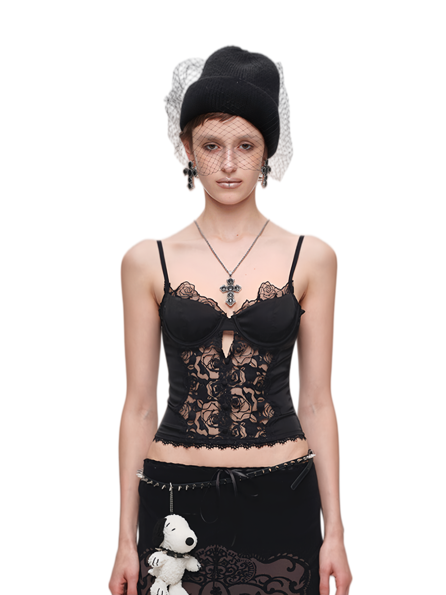 Lace Panel Satin Corset Top