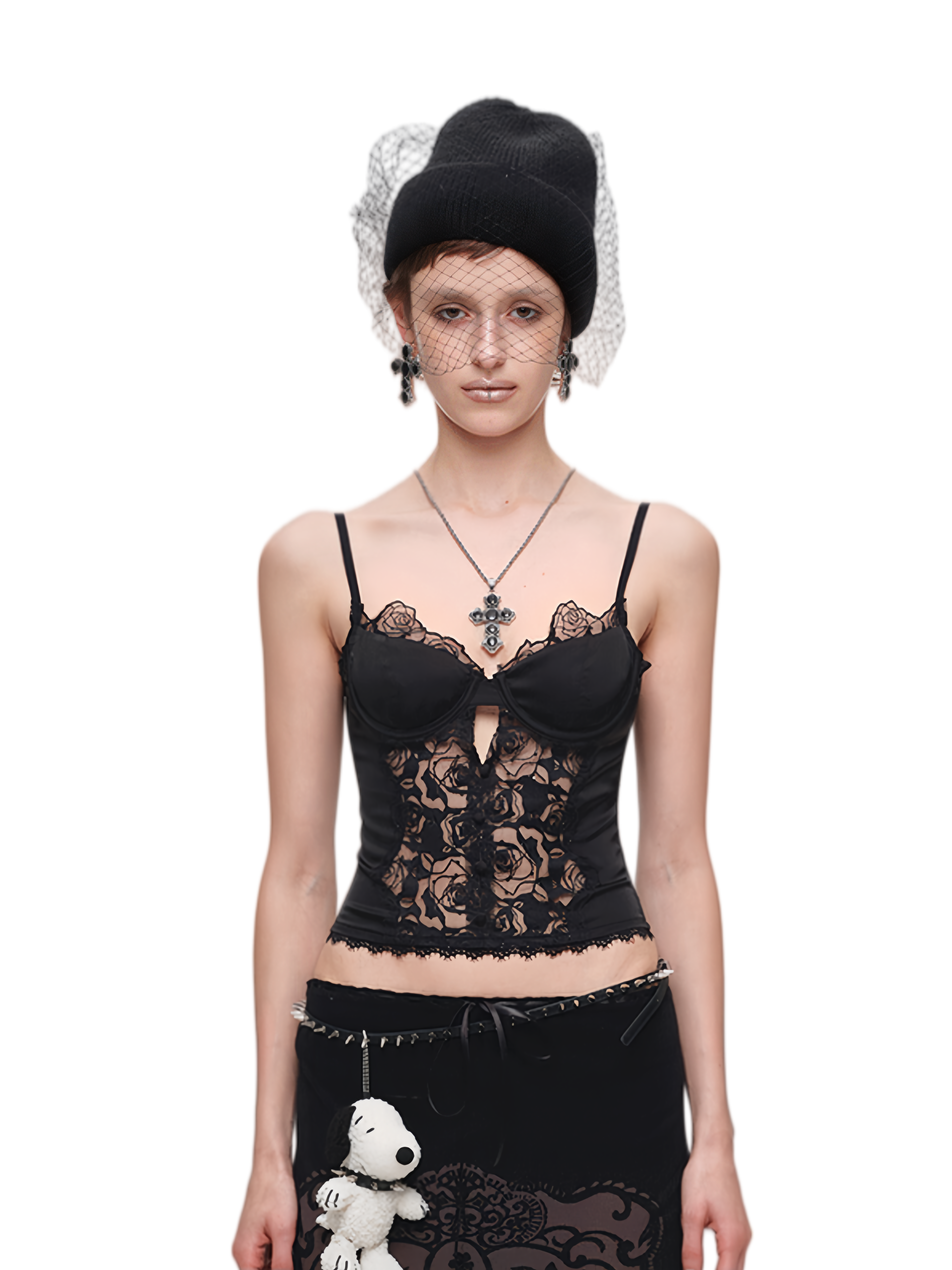 Lace Panel Satin Corset Top