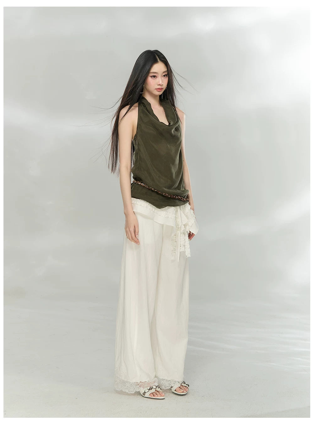 Draped Cowl Neck Halter Top