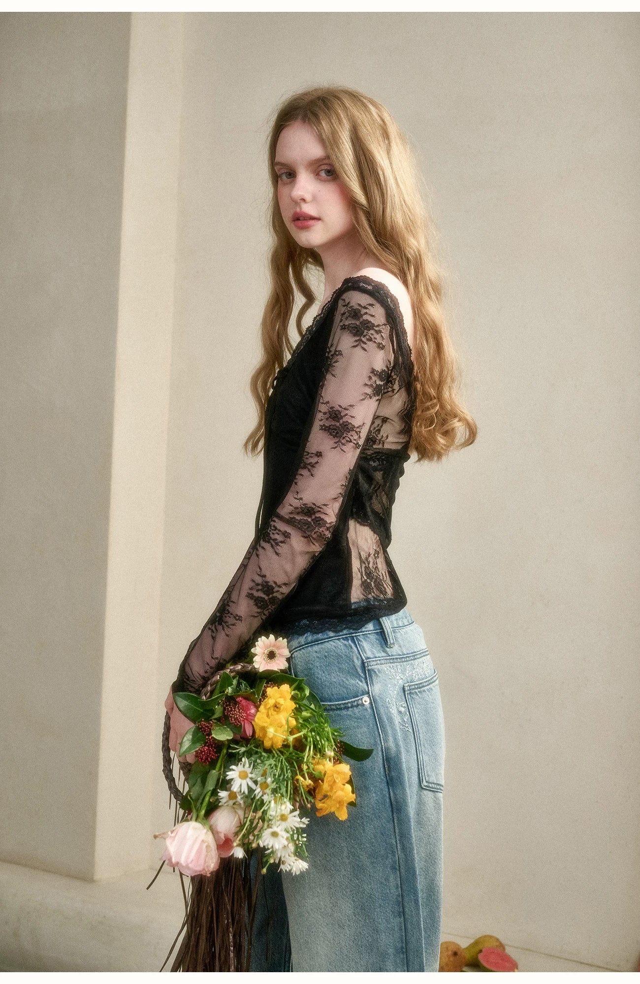 Toscana Soft Glow Lace Long Sleeve Top