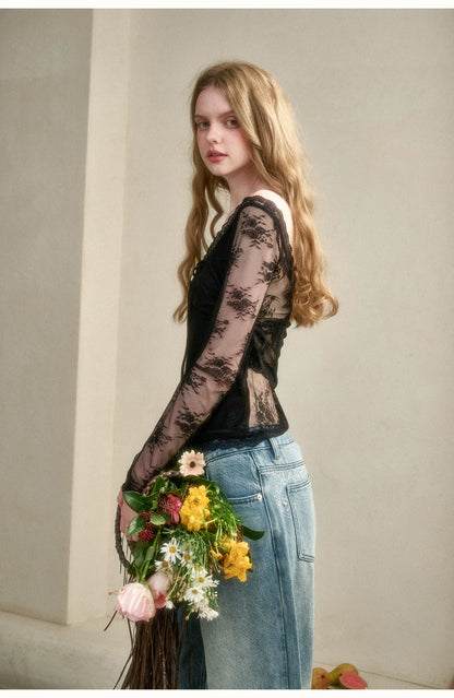 Toscana Soft Glow Lace Long Sleeve Top