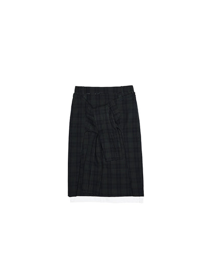 Contrast Plaid Knot Wrap Skirt