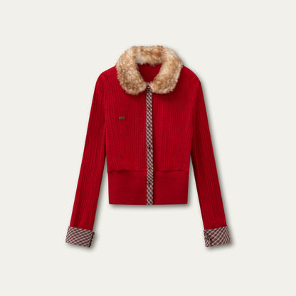 Vintage Check Contrast Knit Sweater