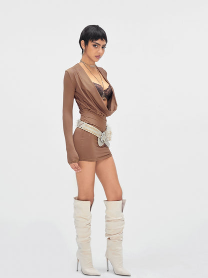 Contour-Fit Long-Sleeve Bodycon Dress