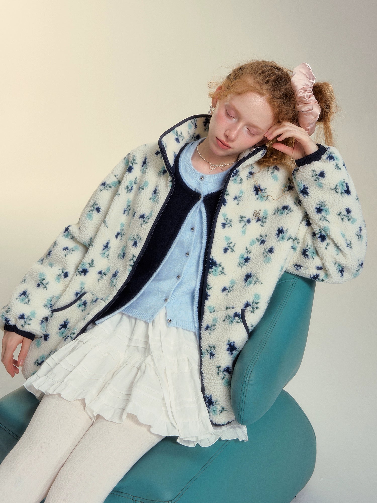 Fleece Floral Oversized Jacket