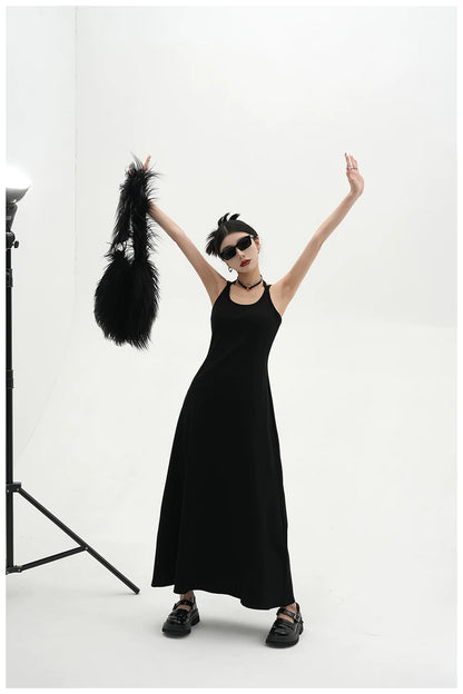 American Street-Style Slim-Fit Camisole Maxi Dress