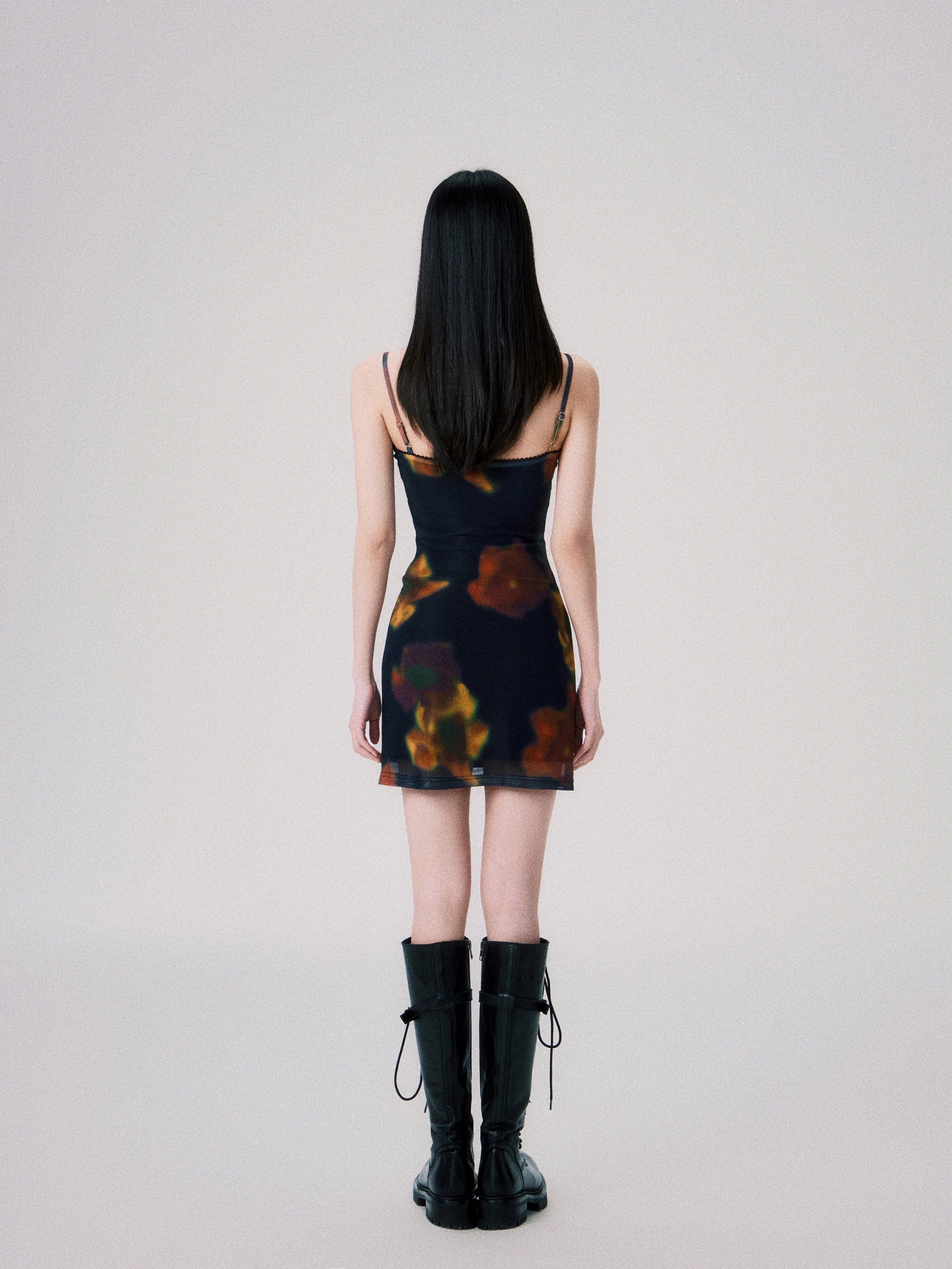 Vintage Printed Spaghetti-Strap Dress