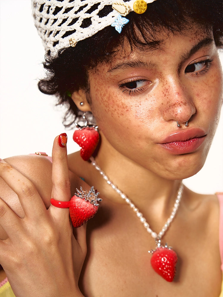 Strawberry Natural Baroque Pearl Necklace