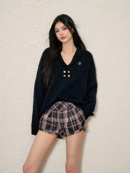 Casual Oversized Polo Wool Sweater