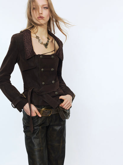 Punk Suede Short Trench Jacket