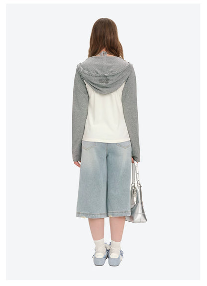 Raglan Sleeve Hooded Long Sleeve Tee