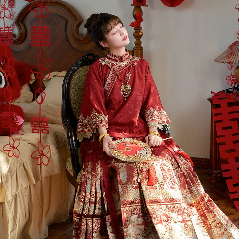 &quot;羡鸳鸯&quot; Red Embroidered Hanfu Set