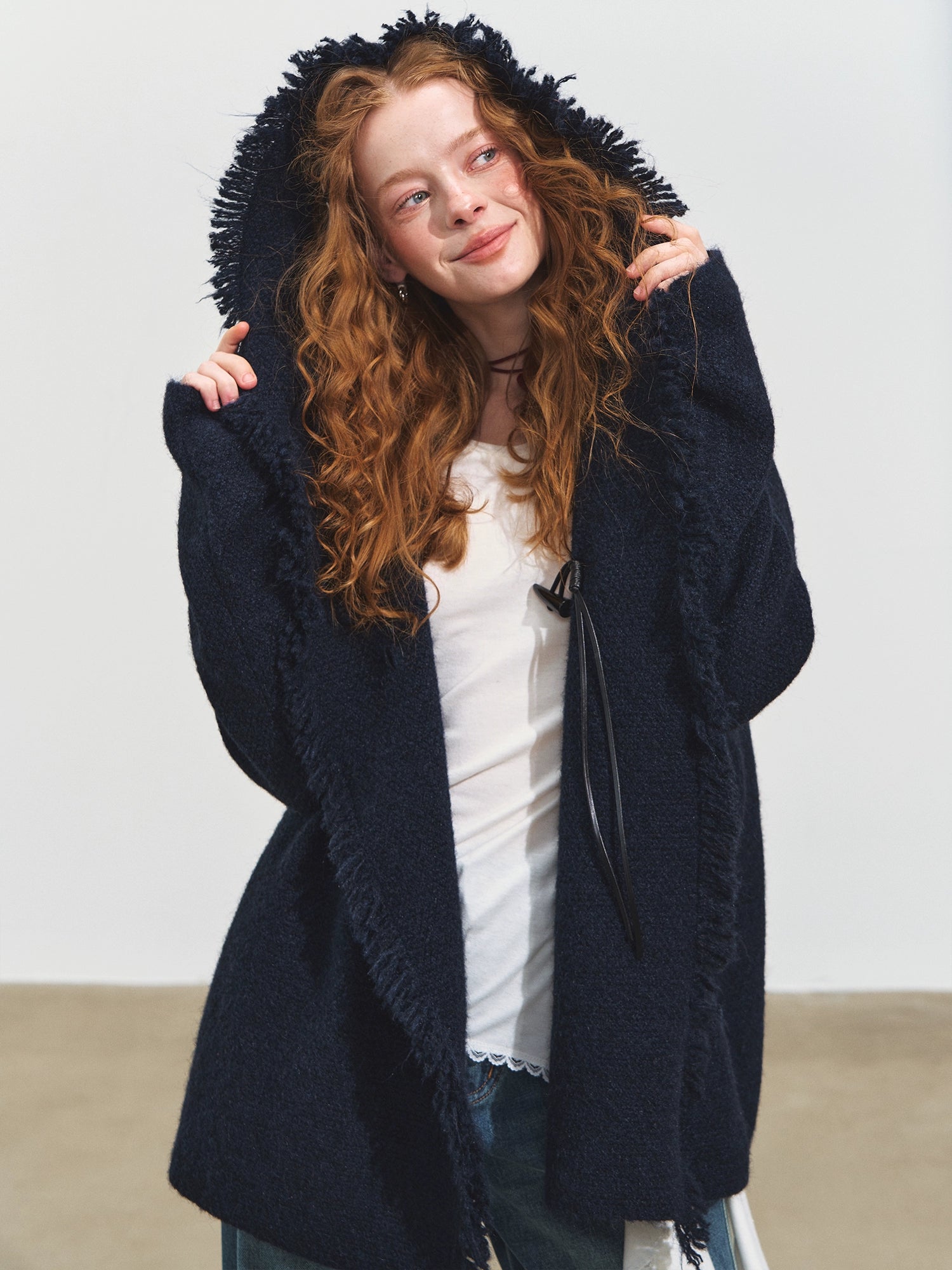 Fringed Hooded Cardigan
