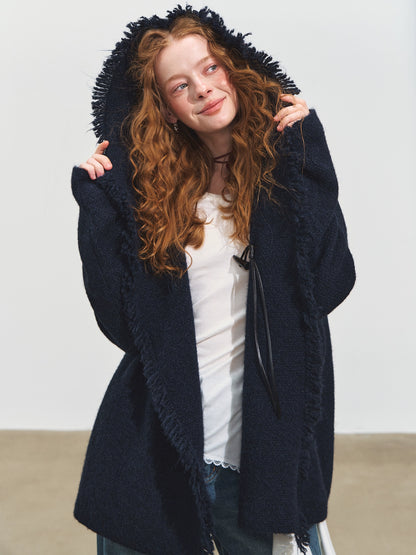 Fringed Hooded Cardigan