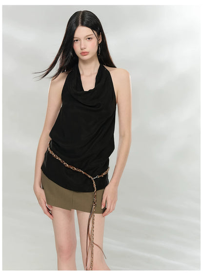 Draped Cowl Neck Halter Top