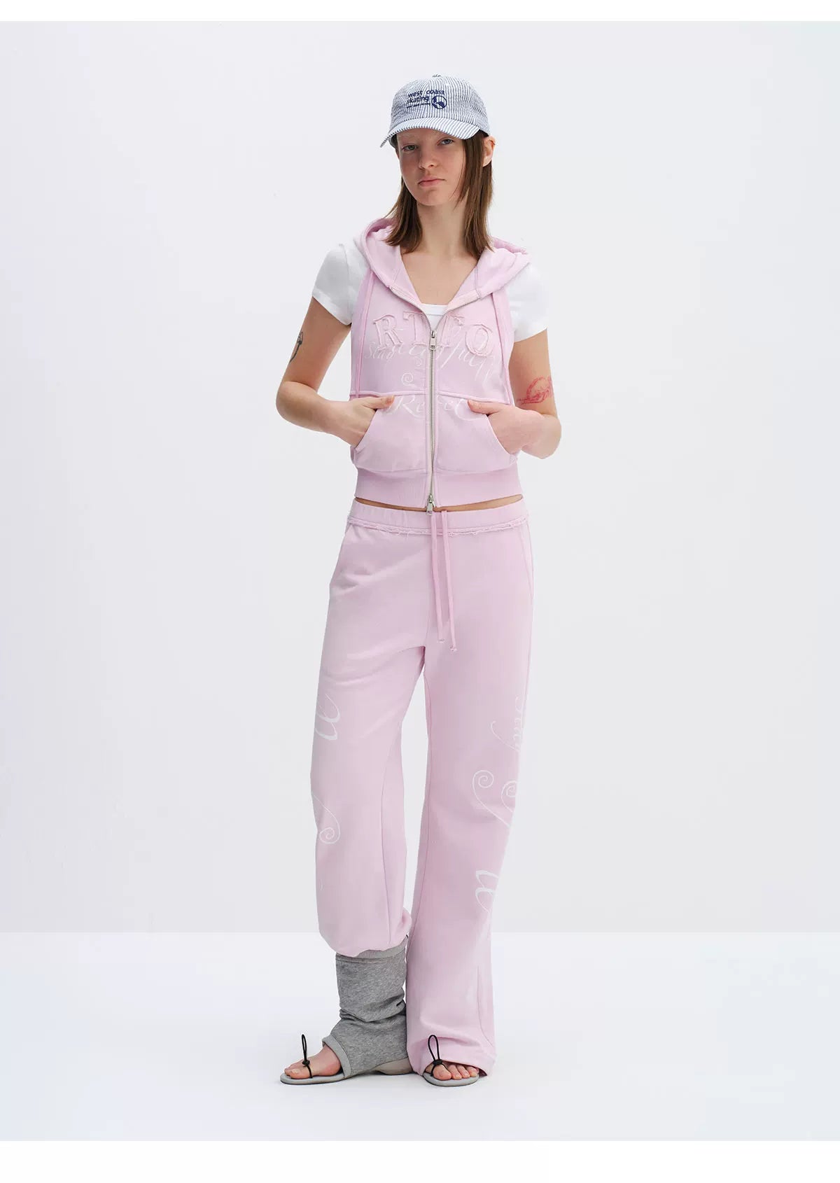 Rebel Script Print Relaxed Flared Sweatpants